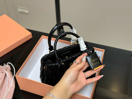 Miumiu Bowling Bag Tote Black Size 22x17cm