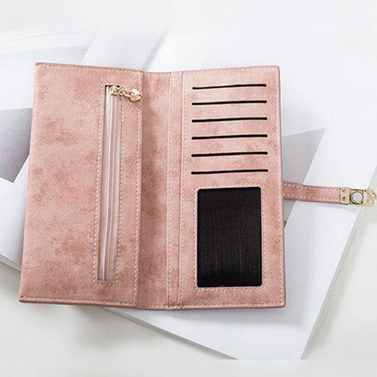 Photo Engraved Wallet Long Style Leather Red - Women's