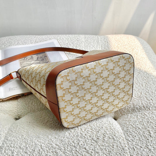 Celine flower white 33 medium bucket bag 33×27×17cm