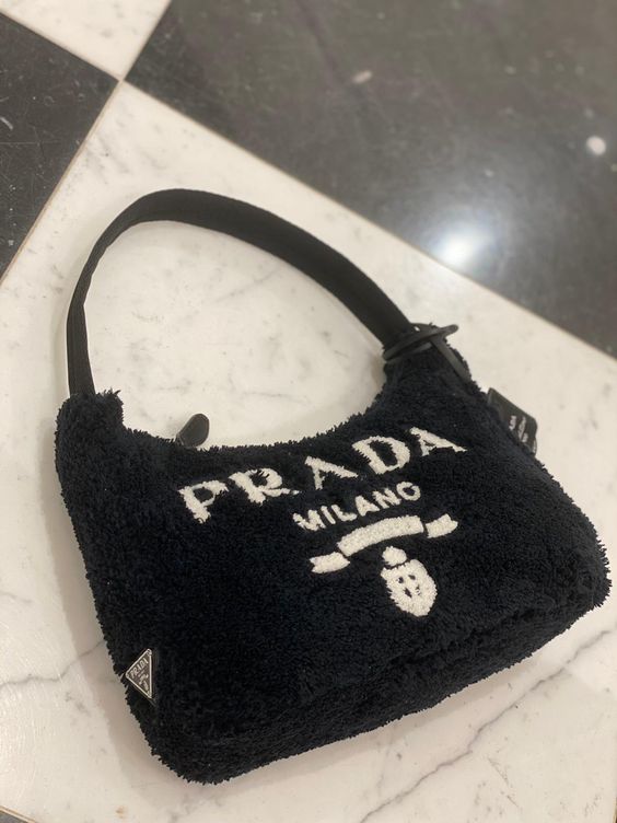 Prada Terry Cloth Mini Bag In Black