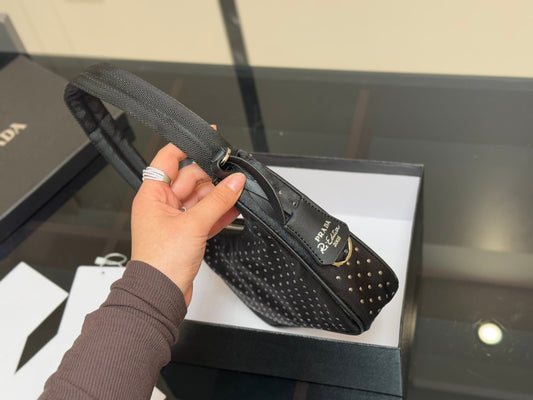 Prada Hobo Nylon Tote Bag Black