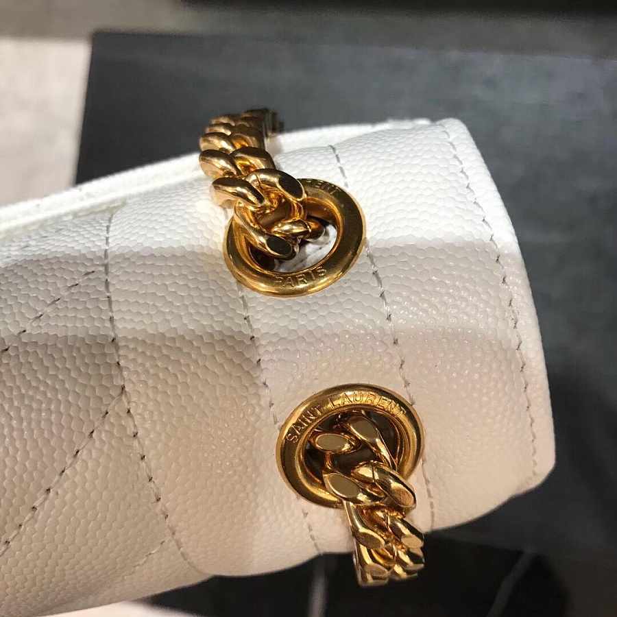 YSL Envelope Medium White Grain Leather 24x17.5x6 cm