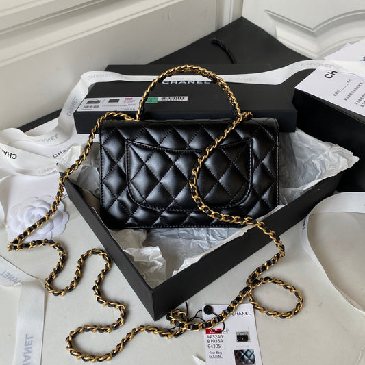 CHANEL Handbag AP3240 GP Black Size 19 cm