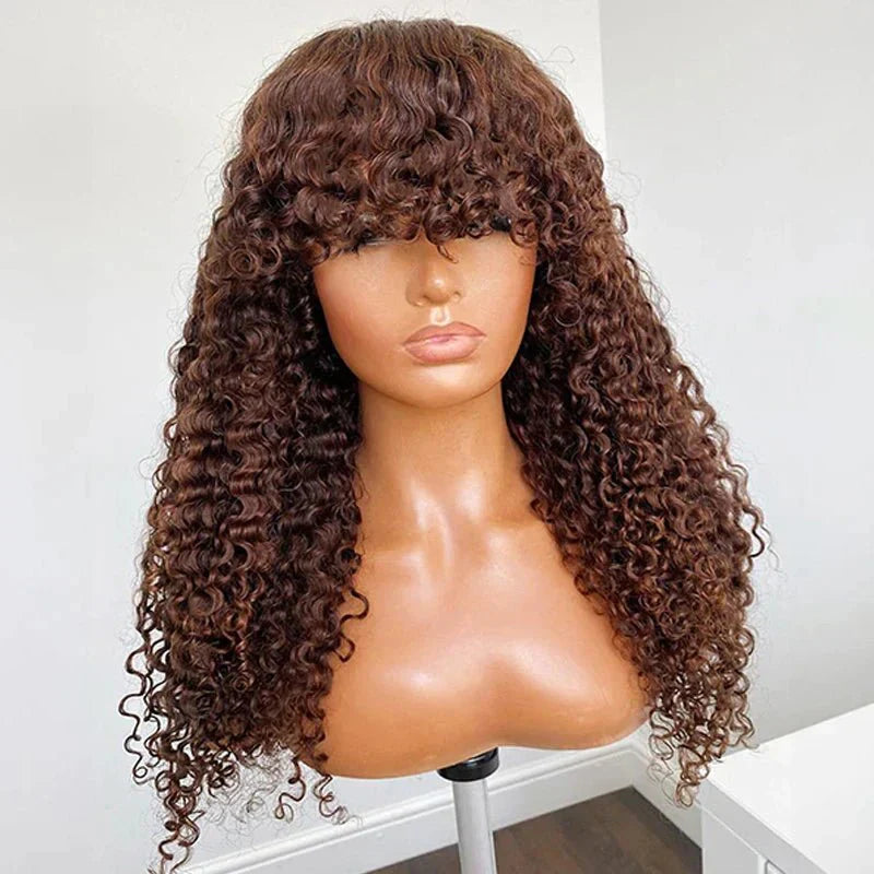 Afro Kinky Curly Wig With Bangs