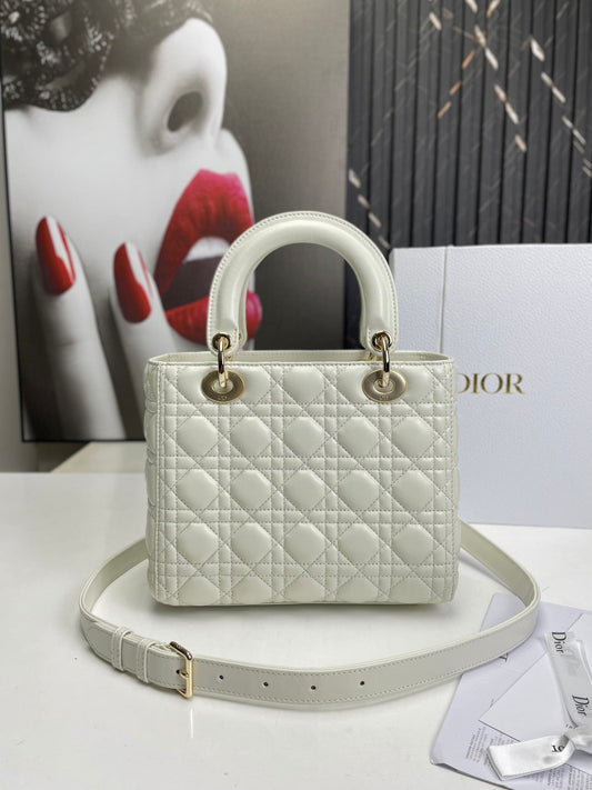 Dior Lady Medium White Bag 24cm