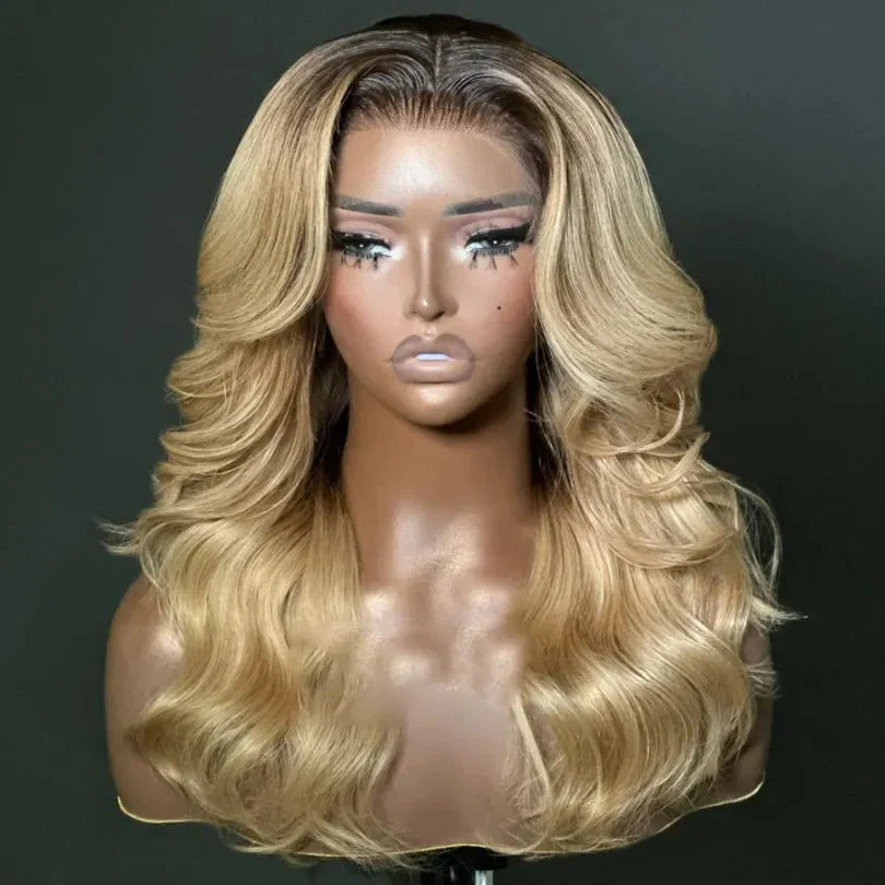 Classical Blonde Layered Cut Wavy Wigs