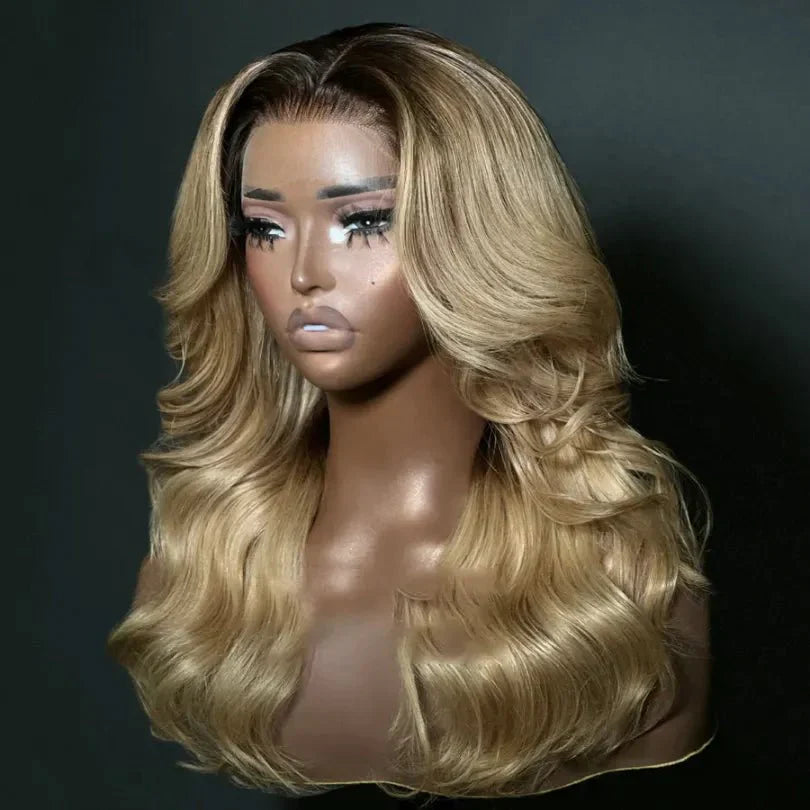 Classical Blonde Layered Cut Wavy Wigs