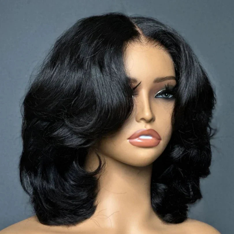Elegant Layered Wavy Natural Black Wig for Women