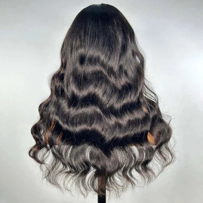 Elegant Natural Black Wavy C Part Wig
