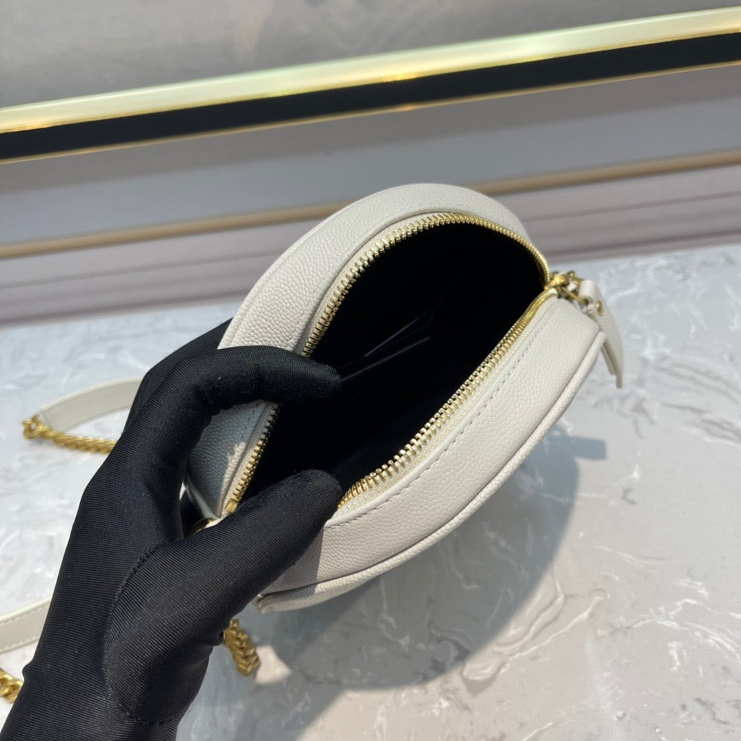 YSL Bolsa transversal Vinyle Redonda White 17 x 17 x 5.5 cm