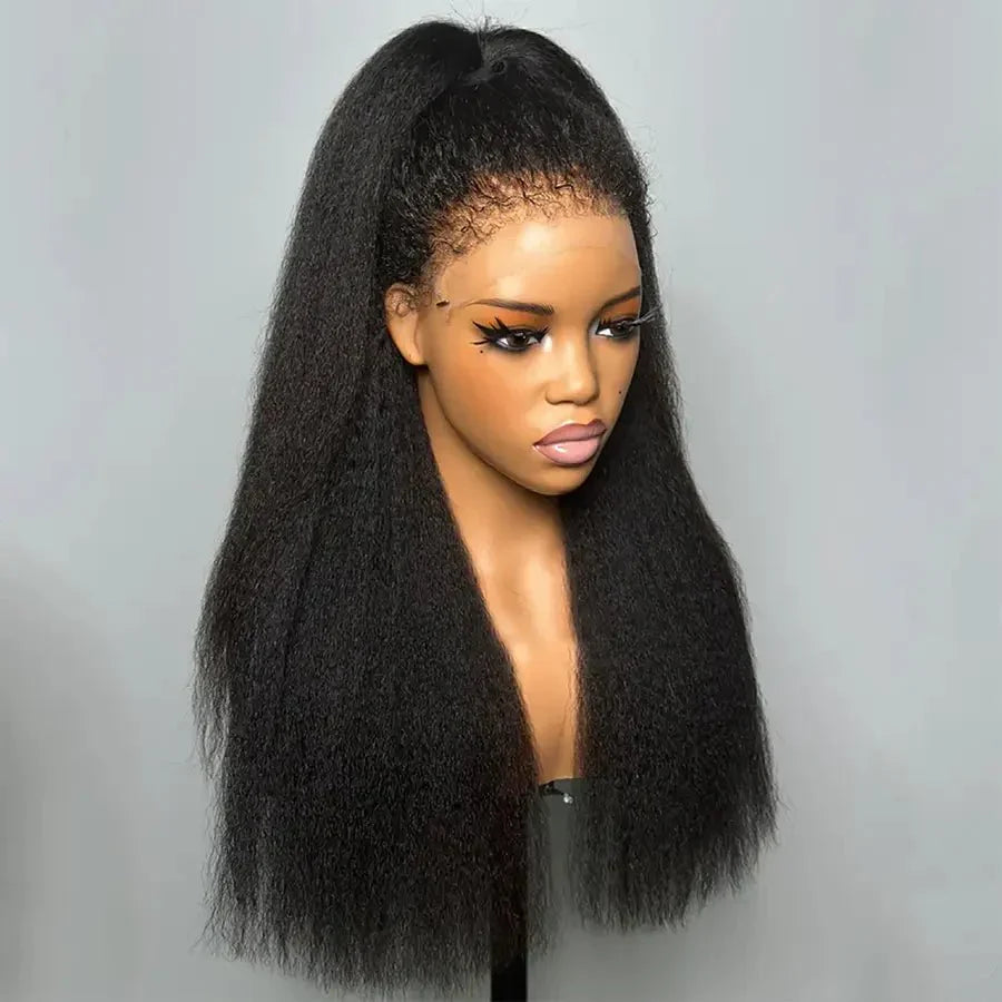 Kinky Straight Lace Front Long Wigs