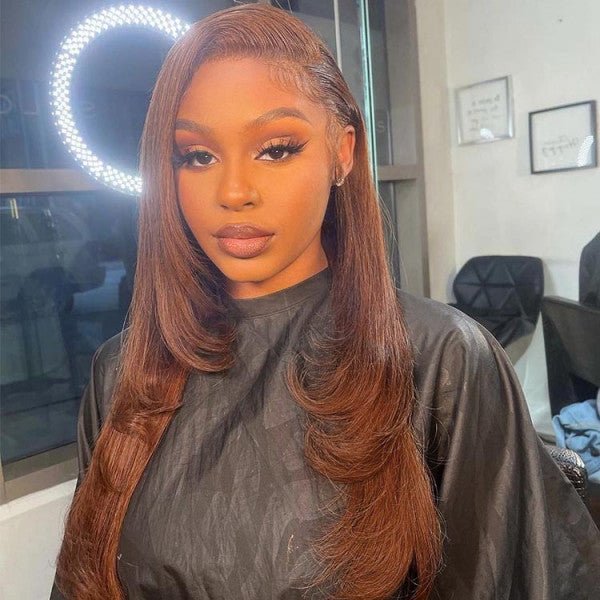 Layered Bone Straight Lace Front Wigs