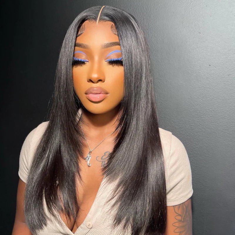 Layered Bone Straight Lace Front Wigs