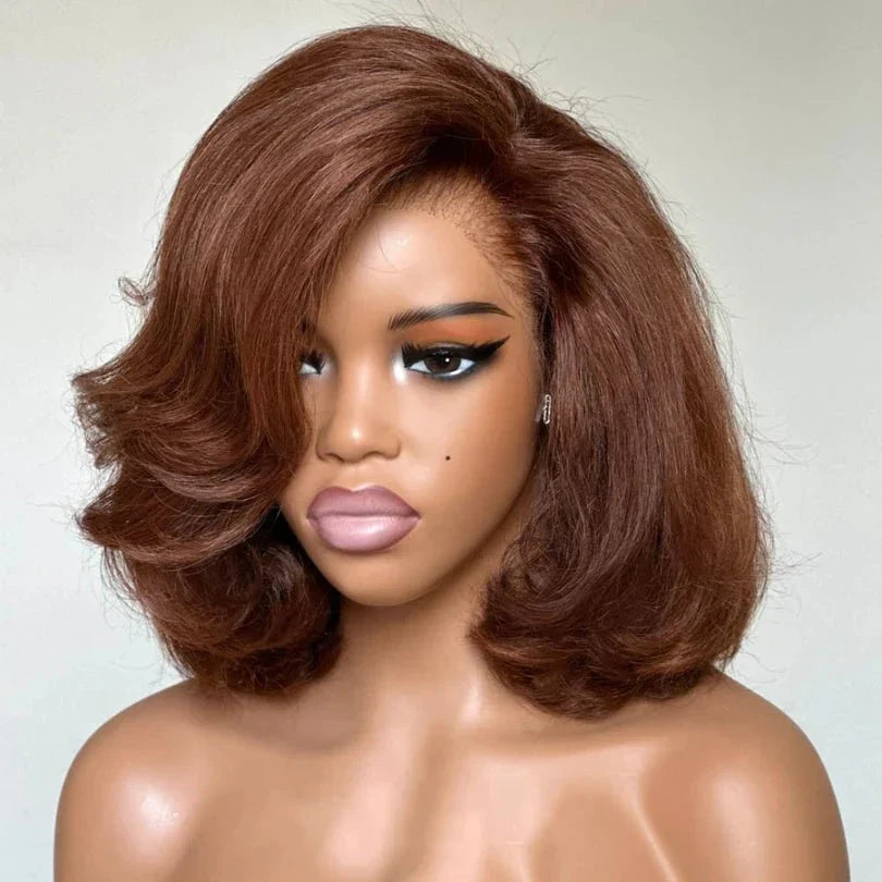 Layered Short Cut Lace Wigs in Brown