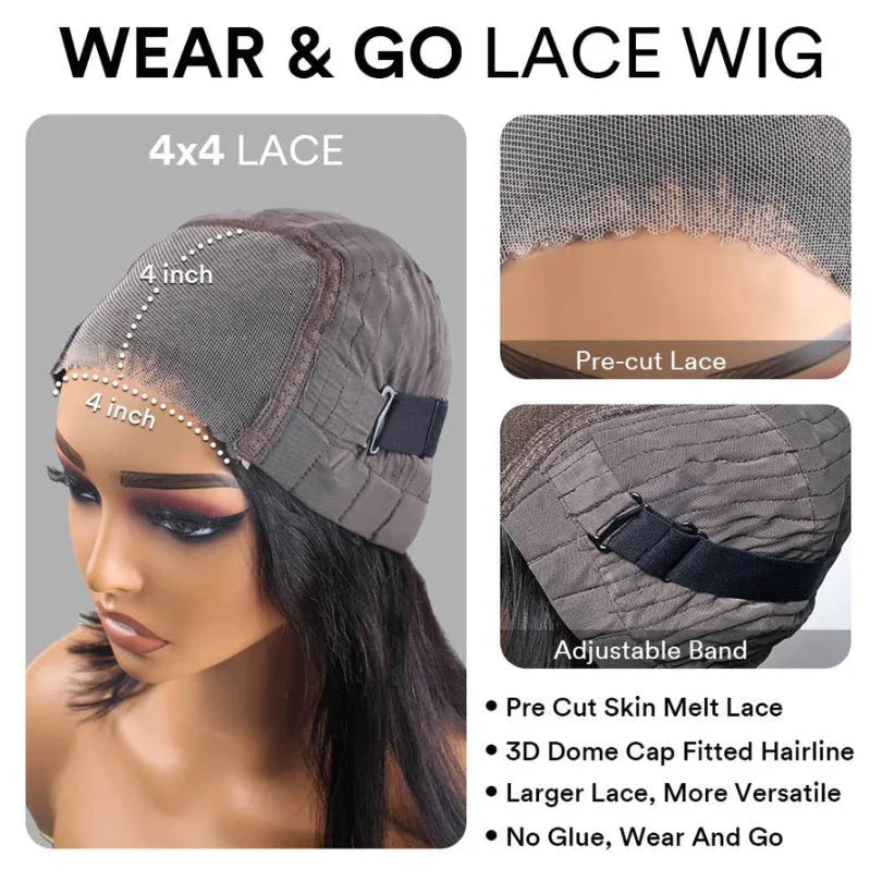 Layered Wavy Wigs with Bangs Lace Closure Wig
