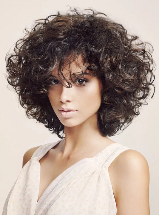 Fashion Trendsetting Fluffy Medium Curly Bob Hairstyle 150% Heavy Hair Density Full Lace Wig 12 Inches