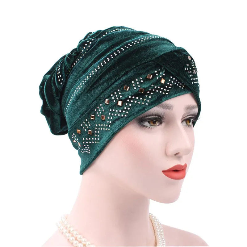 Pure Color Twist Rhinestone Women Turban