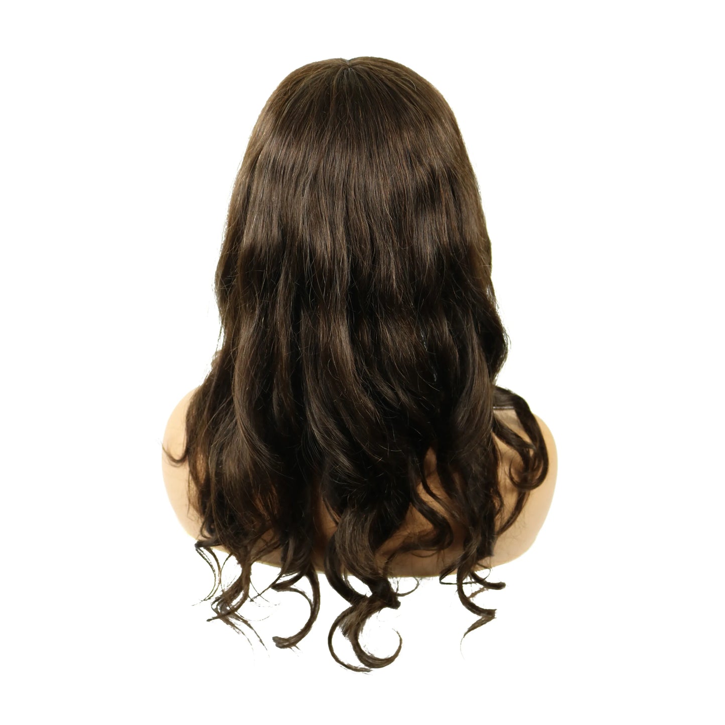 Natural Wave Capless Wig With Full Bangs 18 Inches 100% Human Hair Wig