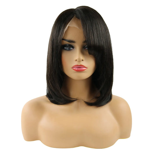 Medium Straight Lace Front Wigs Human Hair 12 Inches