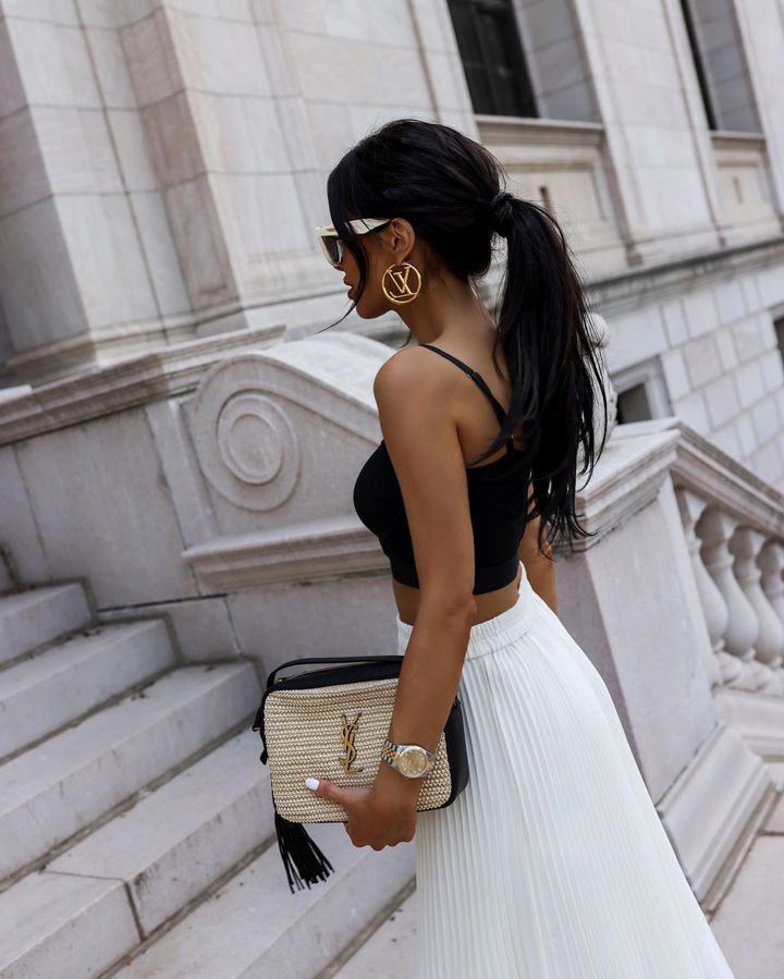 Saint Laurent Lou Medium YSL Monogram Raffia Camera Bag