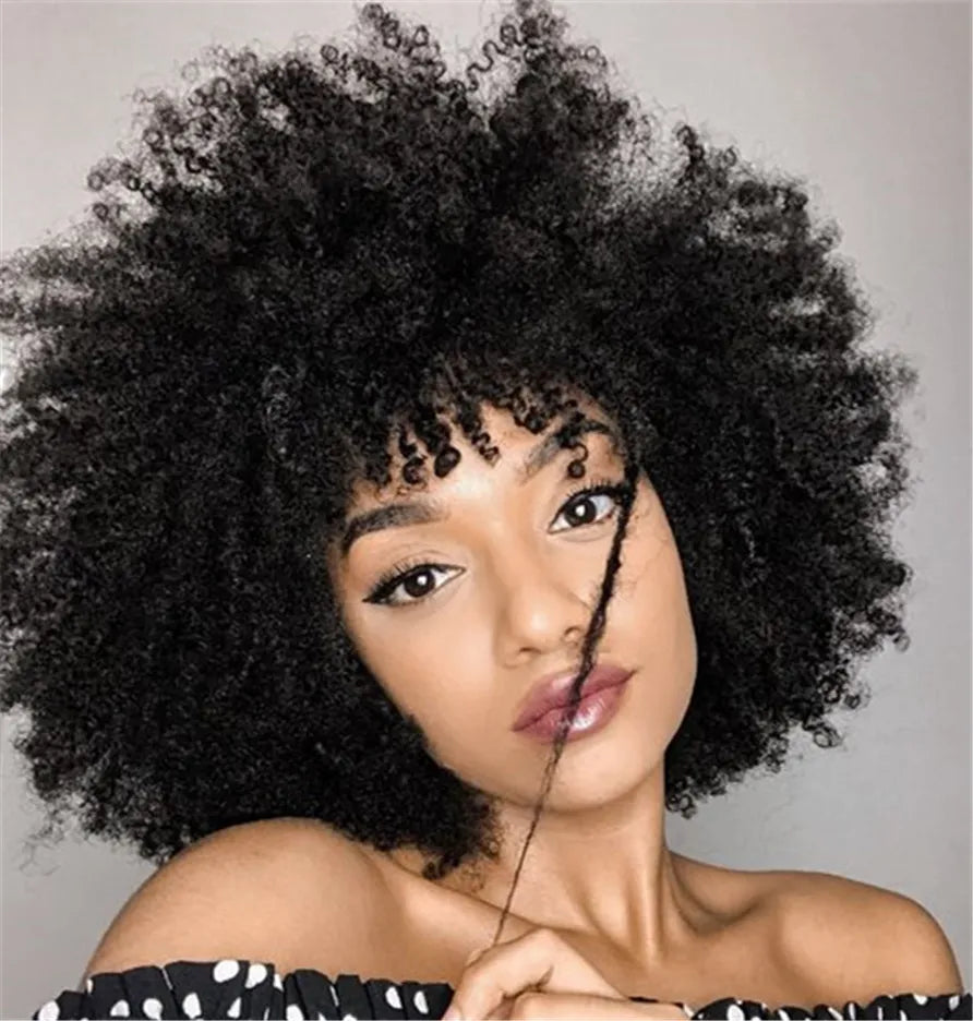 Afro Curly Synthetic Hair Capless Women Wig