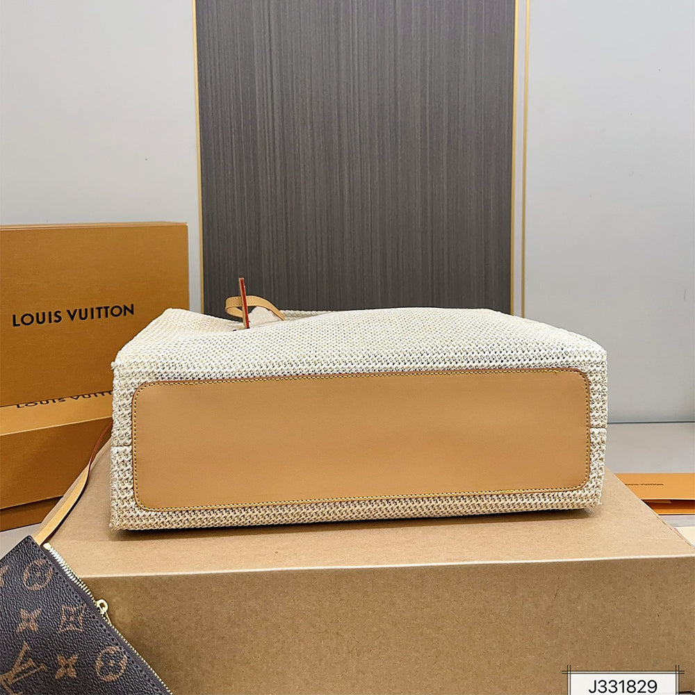 LV Louis Vuitton Raffia Tote Bag NOE PURSE 40x33cm