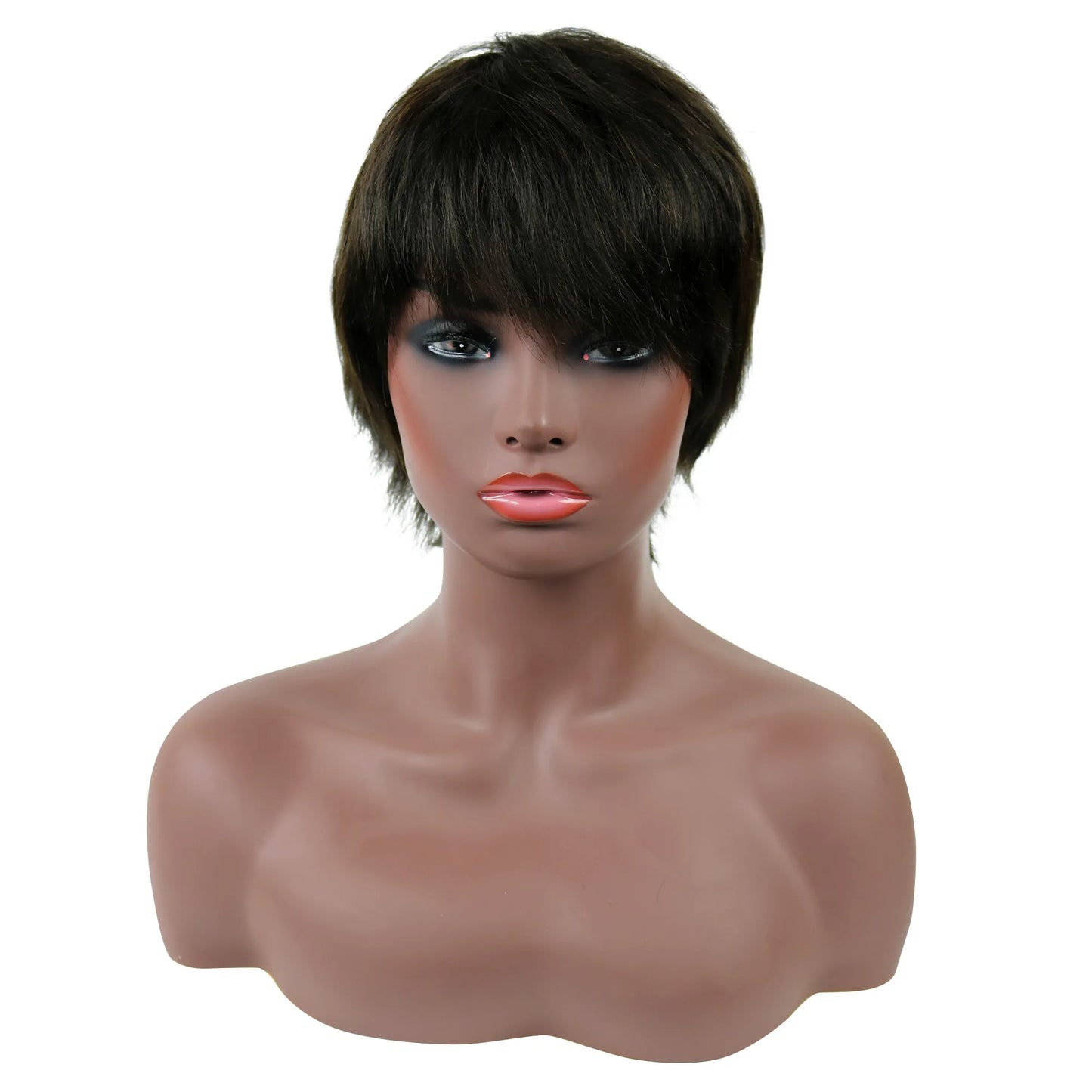 Nia Long Layered Short Straight Capless Human Hair Wigs 10 Inches