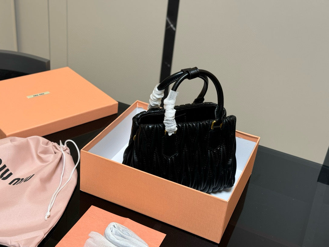 Miumiu Bowling Bag Tote Black Size 22x17cm