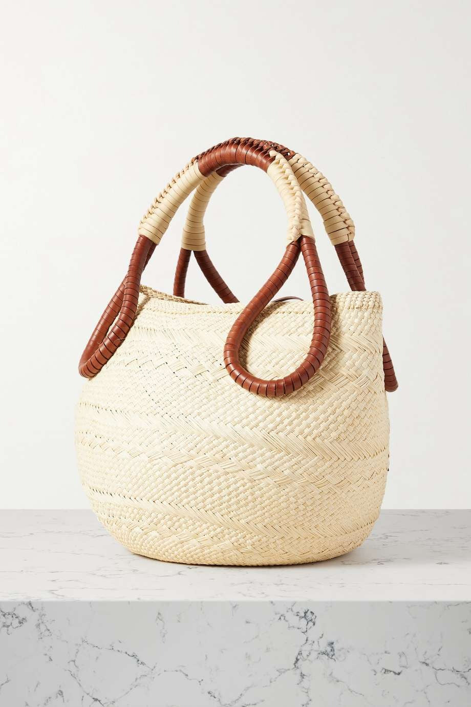 JOHANNA ORTIZ  SUSTAIN Singing The Namba leather-trimmed raffia tote