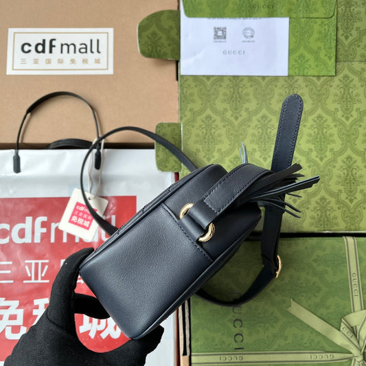 Gucci Blondie Small Shoulder Dark Blue Leather Bag - 21x15.5x5cm