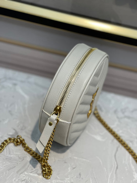 YSL Bolsa transversal Vinyle Redonda White 17 x 17 x 5.5 cm