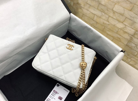 CHANEL | 23P Chanel Hobo Mini White Caviar Ghw Size 16 cm