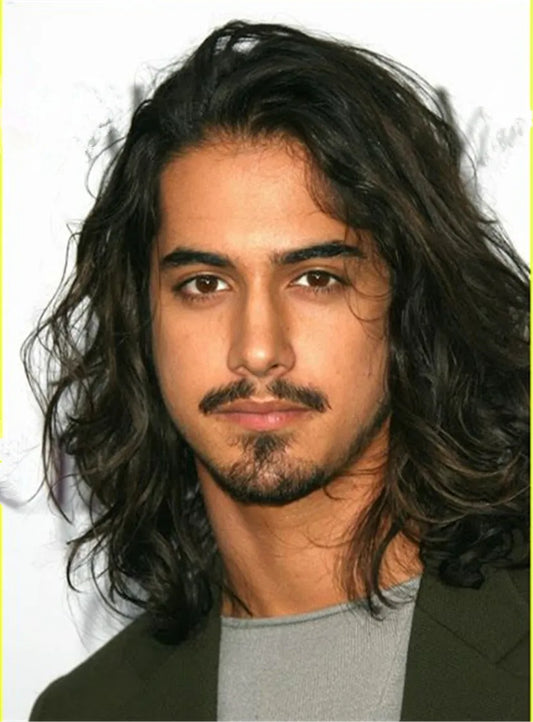 Shoulder Length Kinky Curly Human Hair Lace Front Men Wig 14 Inches