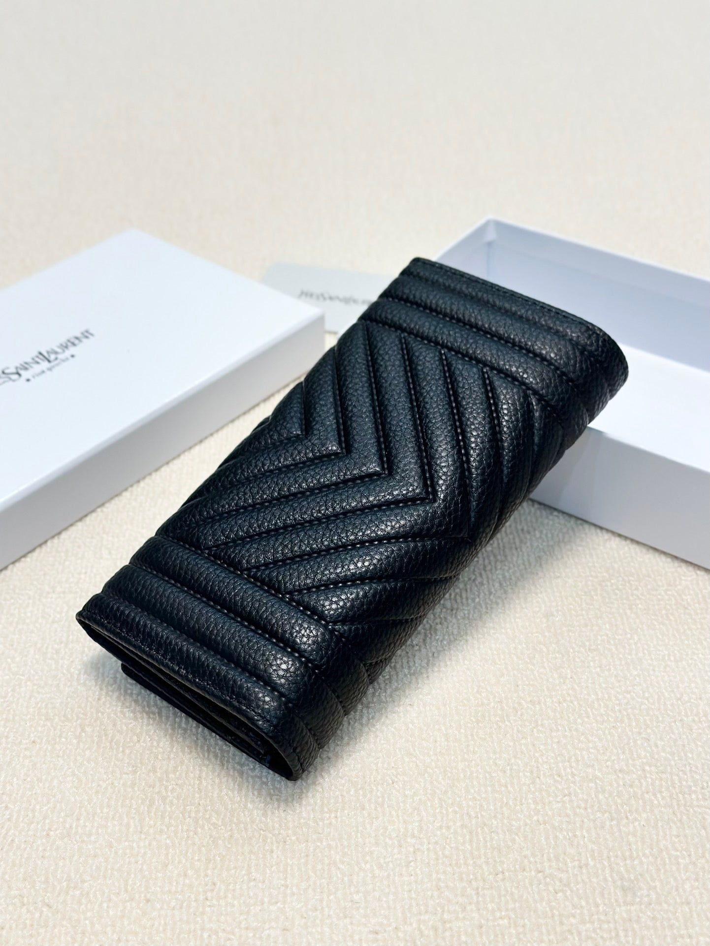 YSL Trend Ladies Wallet Leather Black 19x10cm