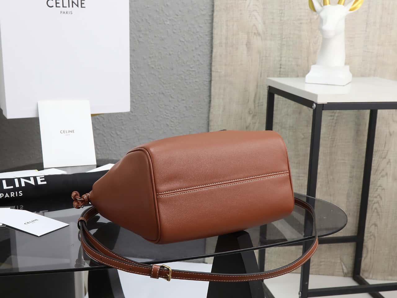 Celine cabas rawstring cuir triomphe in grained calfskin handbag