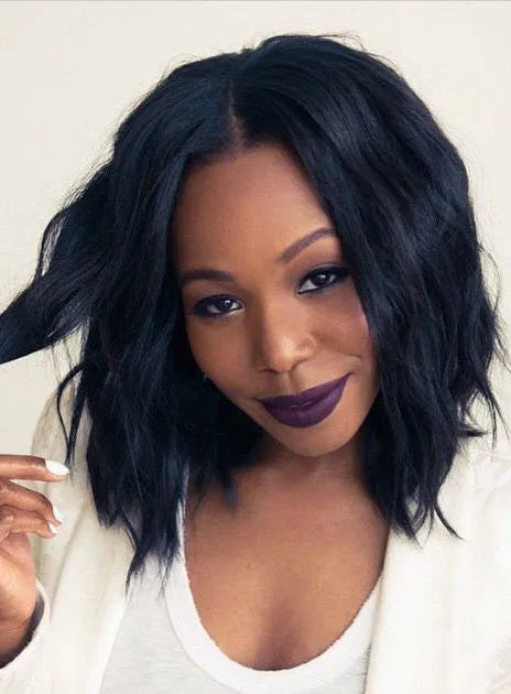 Women's Middle Parting Capless Synthetic Wavy Hair Wig 12 Inches