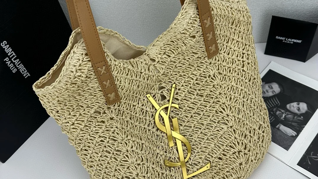 SAINT LAURENT YSL Raffia tote Bag