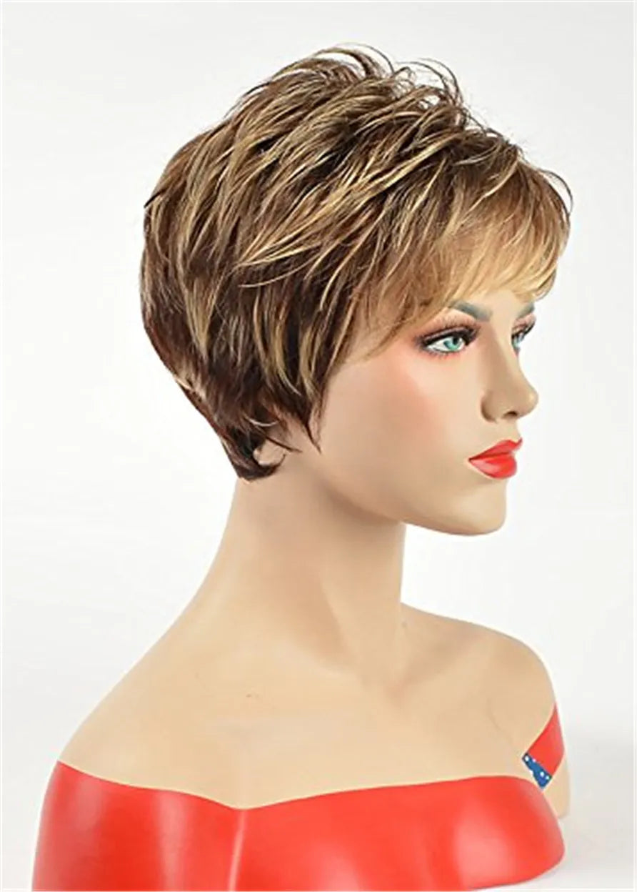 Short Cut Choppy Layered Human Hair Capless Wigs