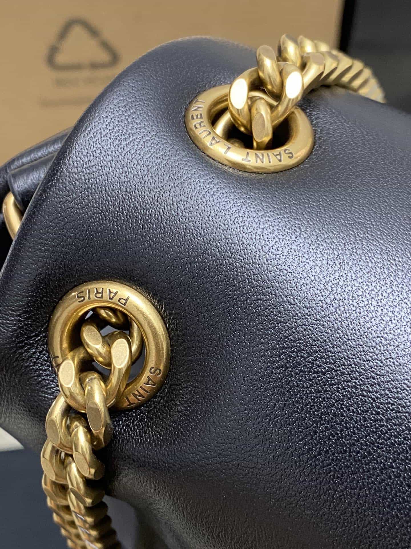 Saint Laurent  black lambskin chain handbag