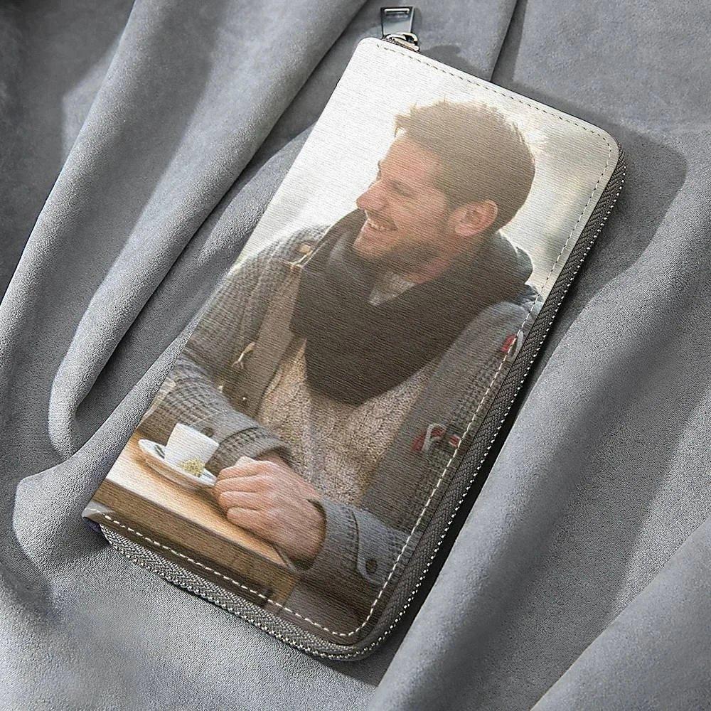 Women's Long Custom Photo Wallet Brown Color Printing