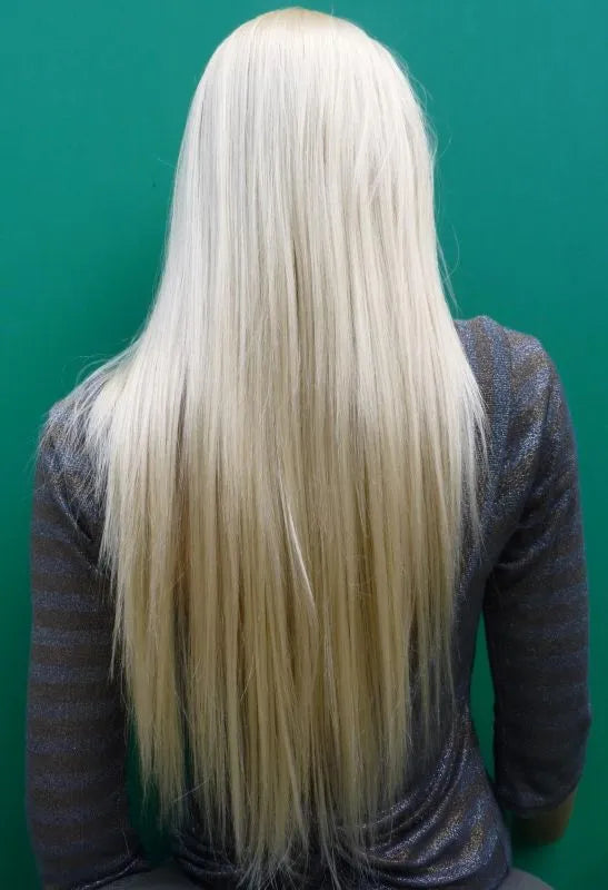 New Arrival Long Silky Straight Bleach Blonde Real Synthetic Hair 28 Inches Wig