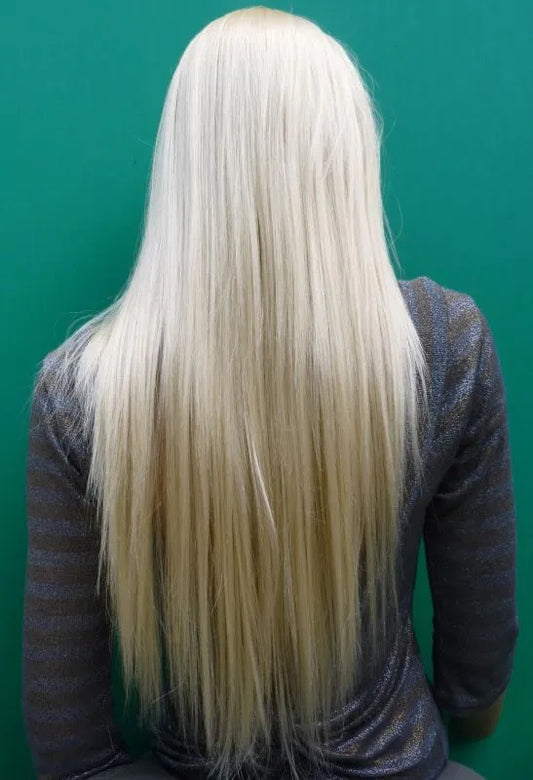 New Arrival Long Silky Straight Bleach Blonde Real Synthetic Hair 28 Inches Wig