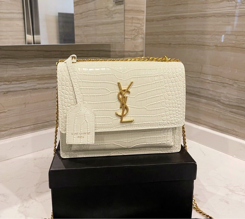 Bagsaaa YSL Solferino Medium Satchel in box White leather - 23 X 16 X 6 CM