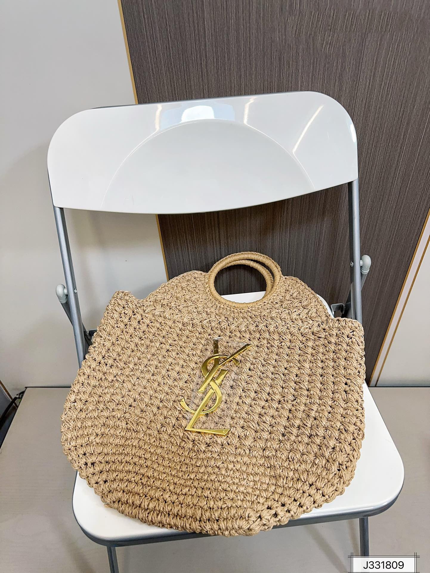 YSL SAINT LAURENT Summer Raffia Tote Bag 41x37cm