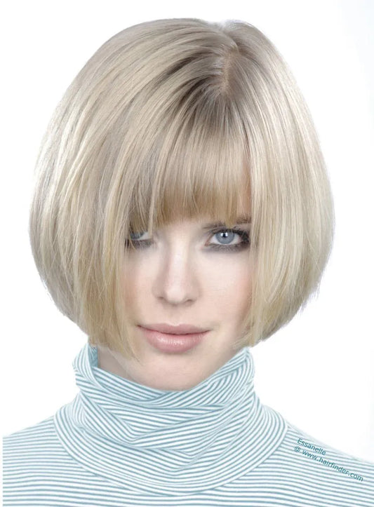Hand-made Soft Short Straight 100% Human Hair Bob Wig with Bang 8 Inches