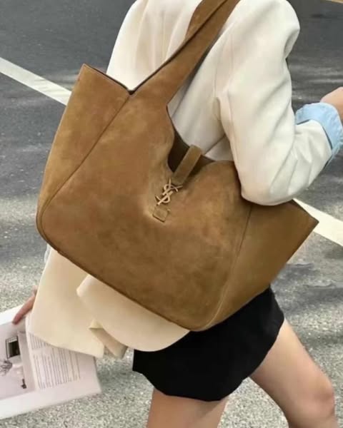 Saint Laurent Women's Brown Suede Bea Tote Bag