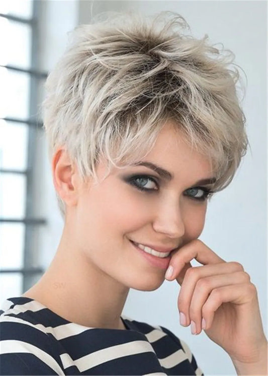 Boy Cut Short Pixie Cut Human Hair Full Lace Wigs
