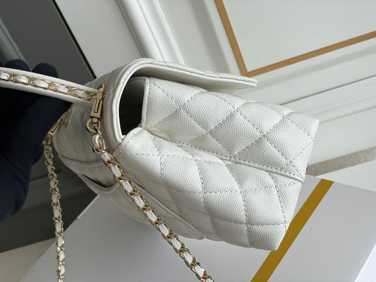 Chanel Coco Handle White Bag - 24x14x10cm