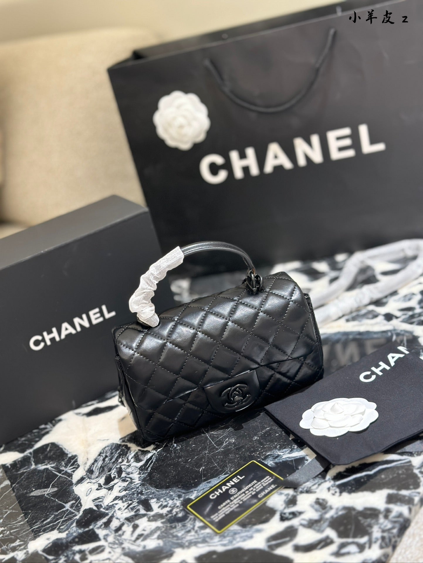 CHANEL Classic Black Lambskin Tote Bag 20×13×9cm