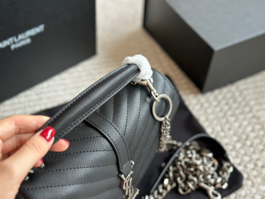 YSL Classic Black Leather Tote Bag Size 24x17cm